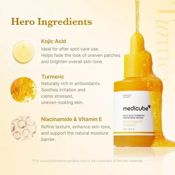 Medicube - Kojic Acid Turmeric Niacinamide Serum ( Ilumina y Unifica) - Imagen 3